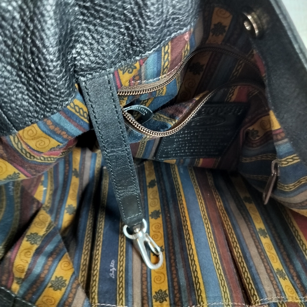 Brighton Pebbled Leather Black Shoulder Bag Tote‎ Purse Large Hobo - Picture 7 of 10